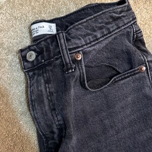 Abercrombie & Fitch Curve Love Charcoal 90s Straight Ultra High Rise Jeans